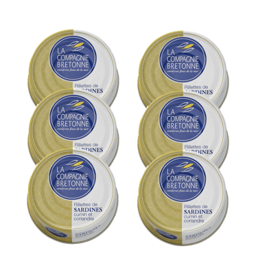 Lot de 6 Rillettes de Sardines cumin et coriandre 78g (nv)