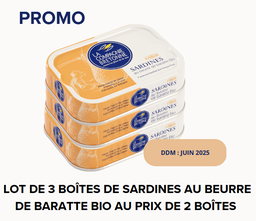 [2317] PROMO / Lot de 3 sardines au beurre de baratte Bio